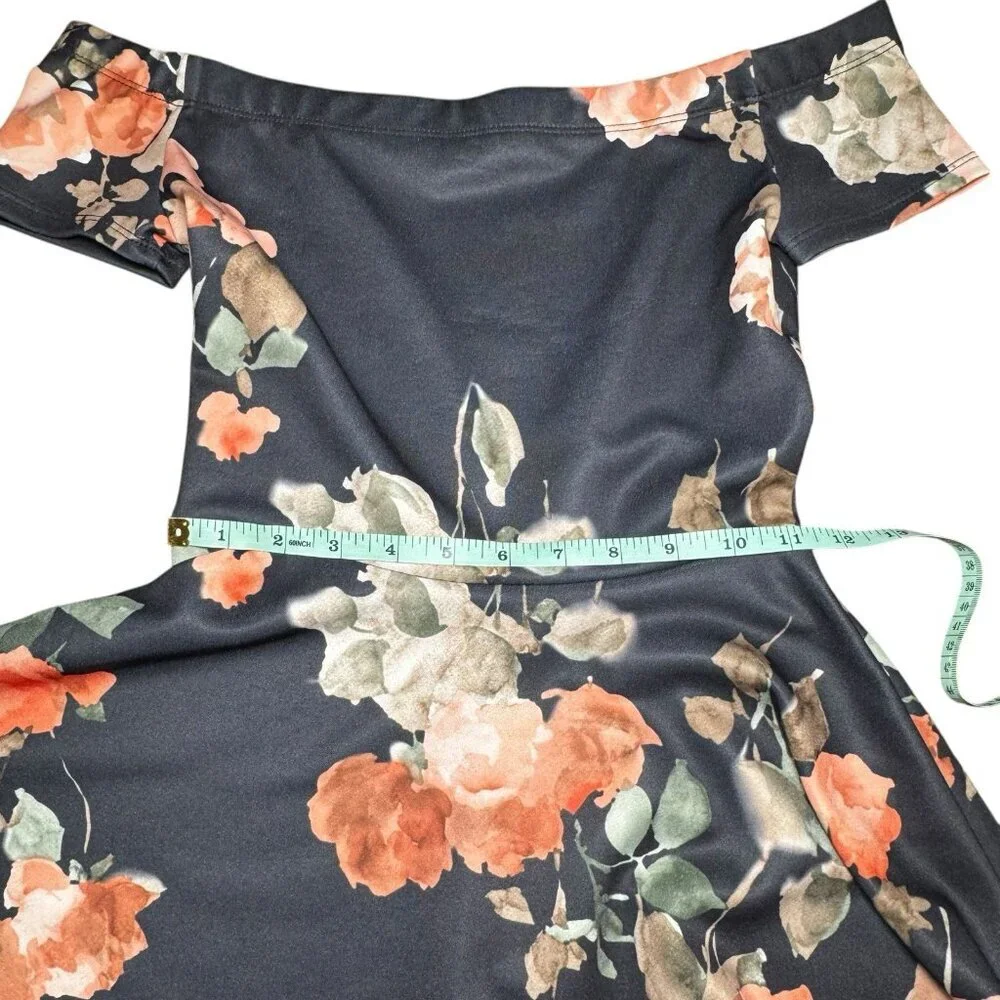 Lovely‎ Day Black Floral Dress Off The Shoulder High Low Flowy Women’s Size S